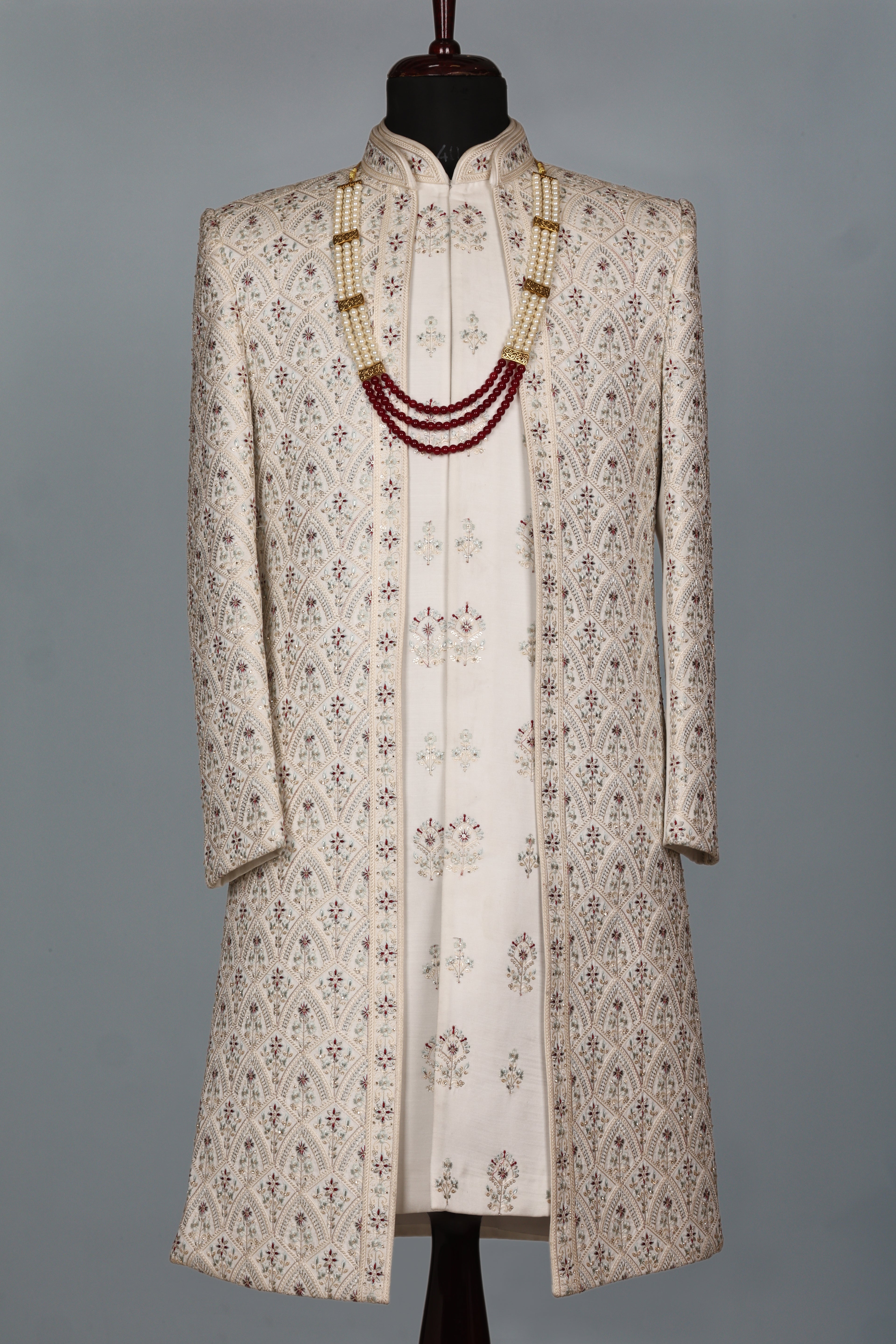 PASTEL GOLD HERITAGE FRONT OPEN SHERWANI