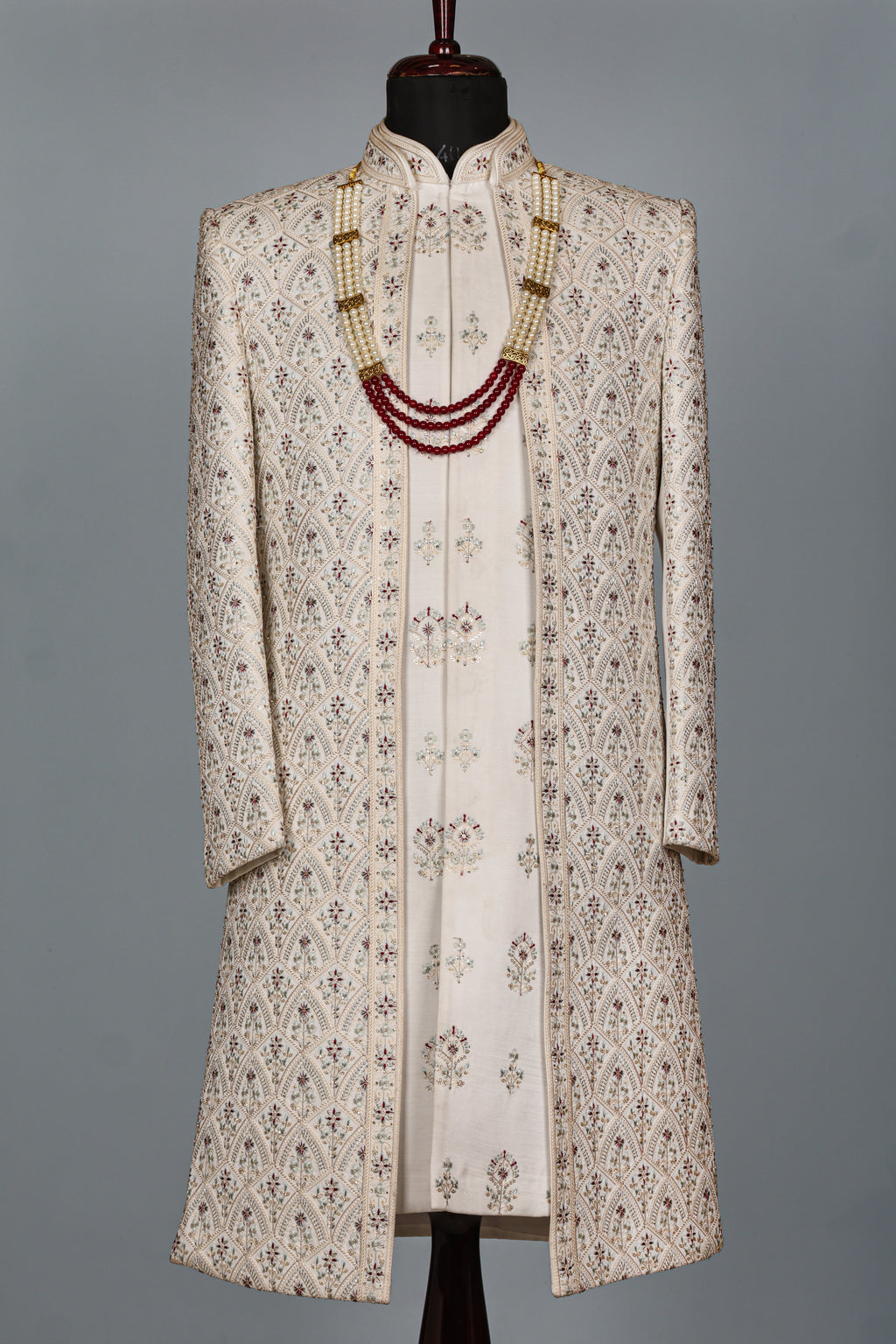 PASTEL GOLD HERITAGE FRONT OPEN SHERWANI