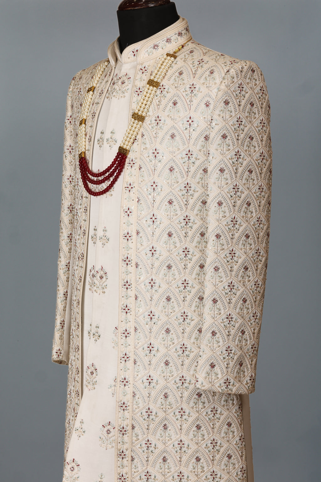 PASTEL GOLD HERITAGE FRONT OPEN SHERWANI