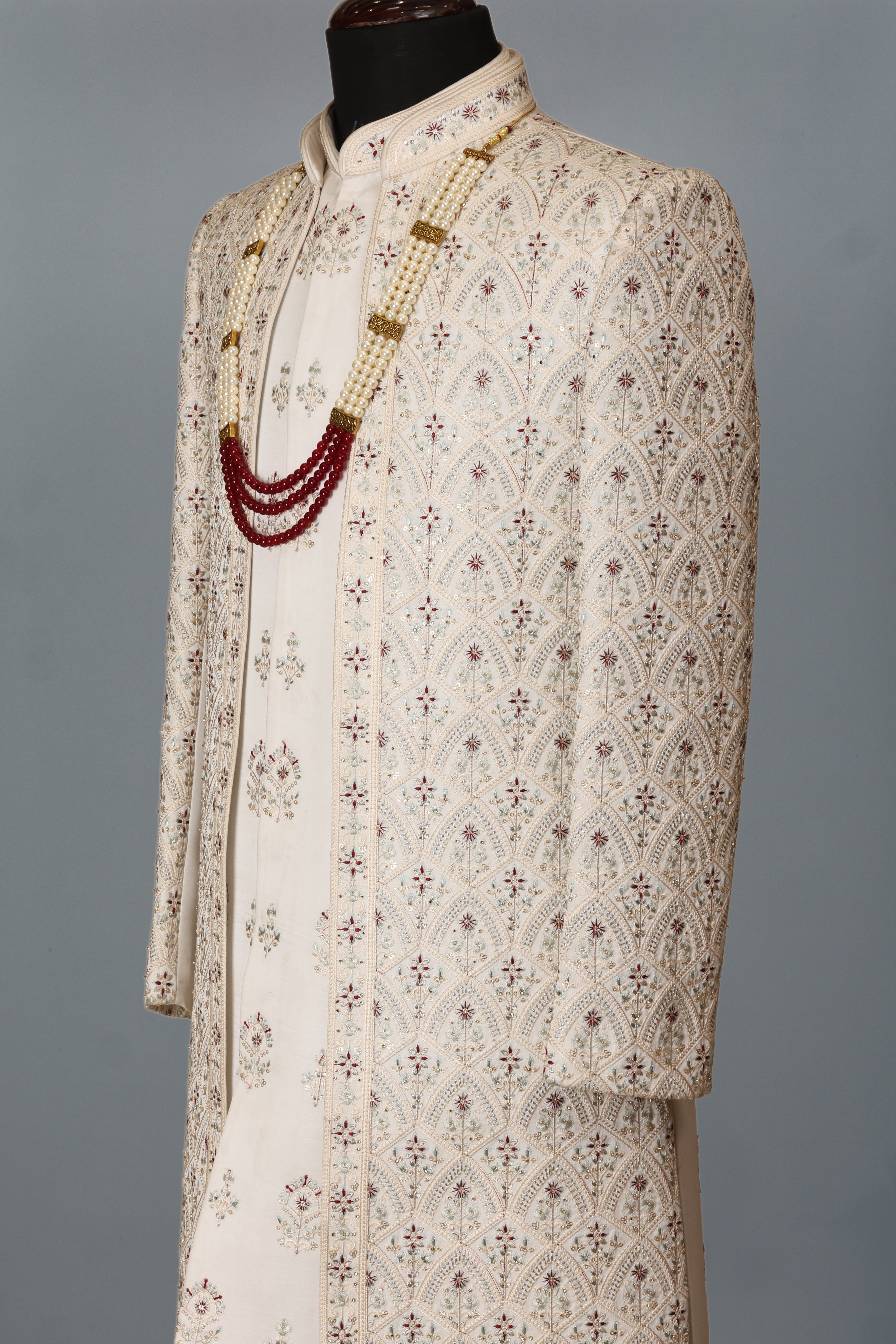 PASTEL GOLD HERITAGE FRONT OPEN SHERWANI