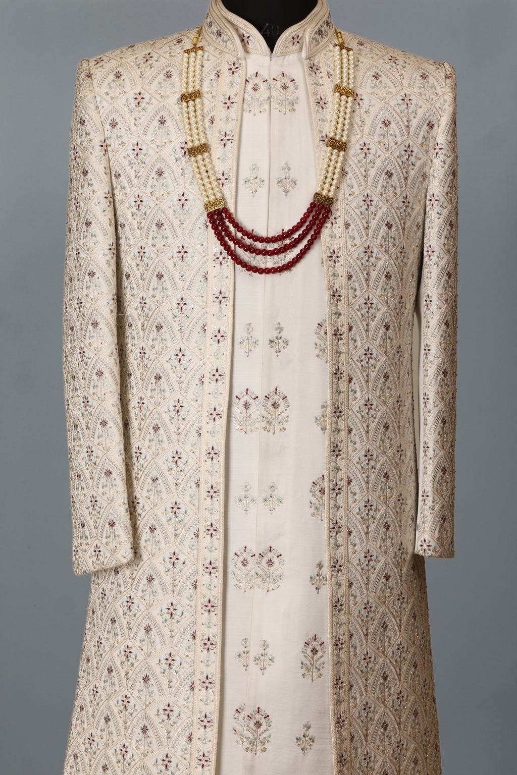 PASTEL GOLD HERITAGE FRONT OPEN SHERWANI