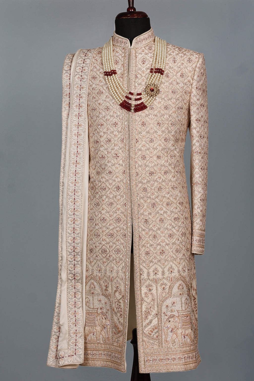 GOLD & PINK HERITAGE SHERWANI SET