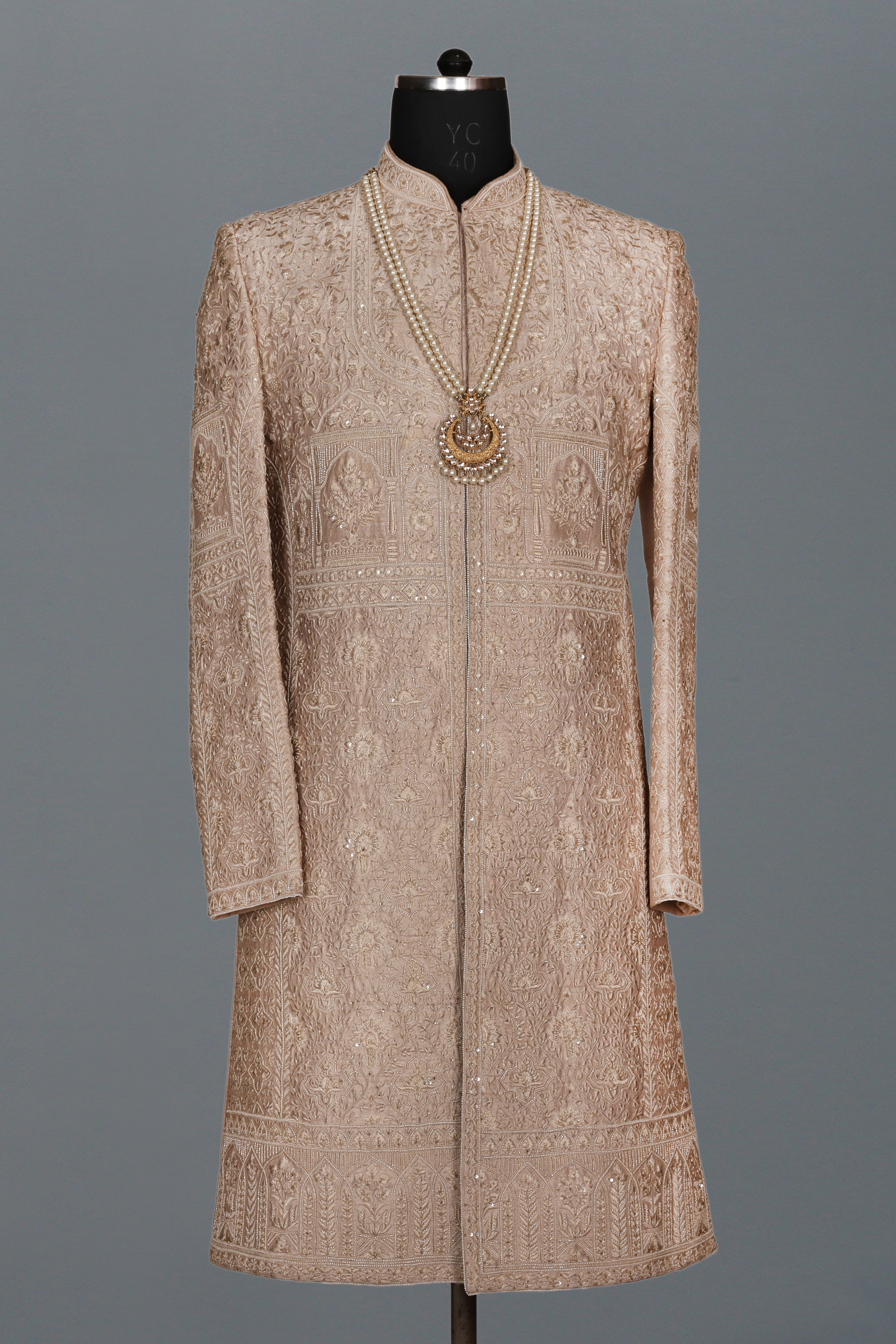 GOLD SHERWANI WITH HAND EMBROIDERY