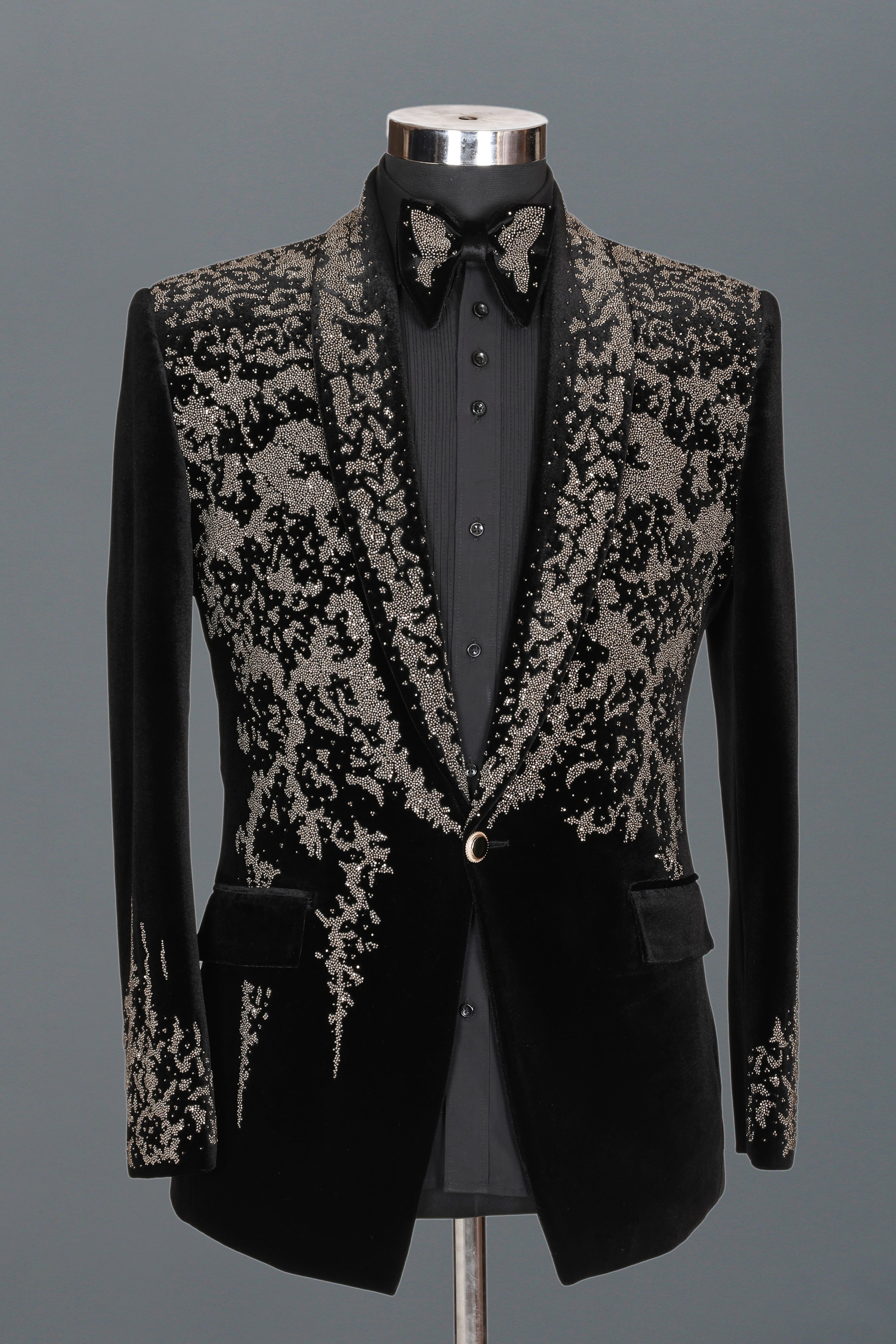 BLACK MICRO VELVET WITH HAND WORK TUXEDO