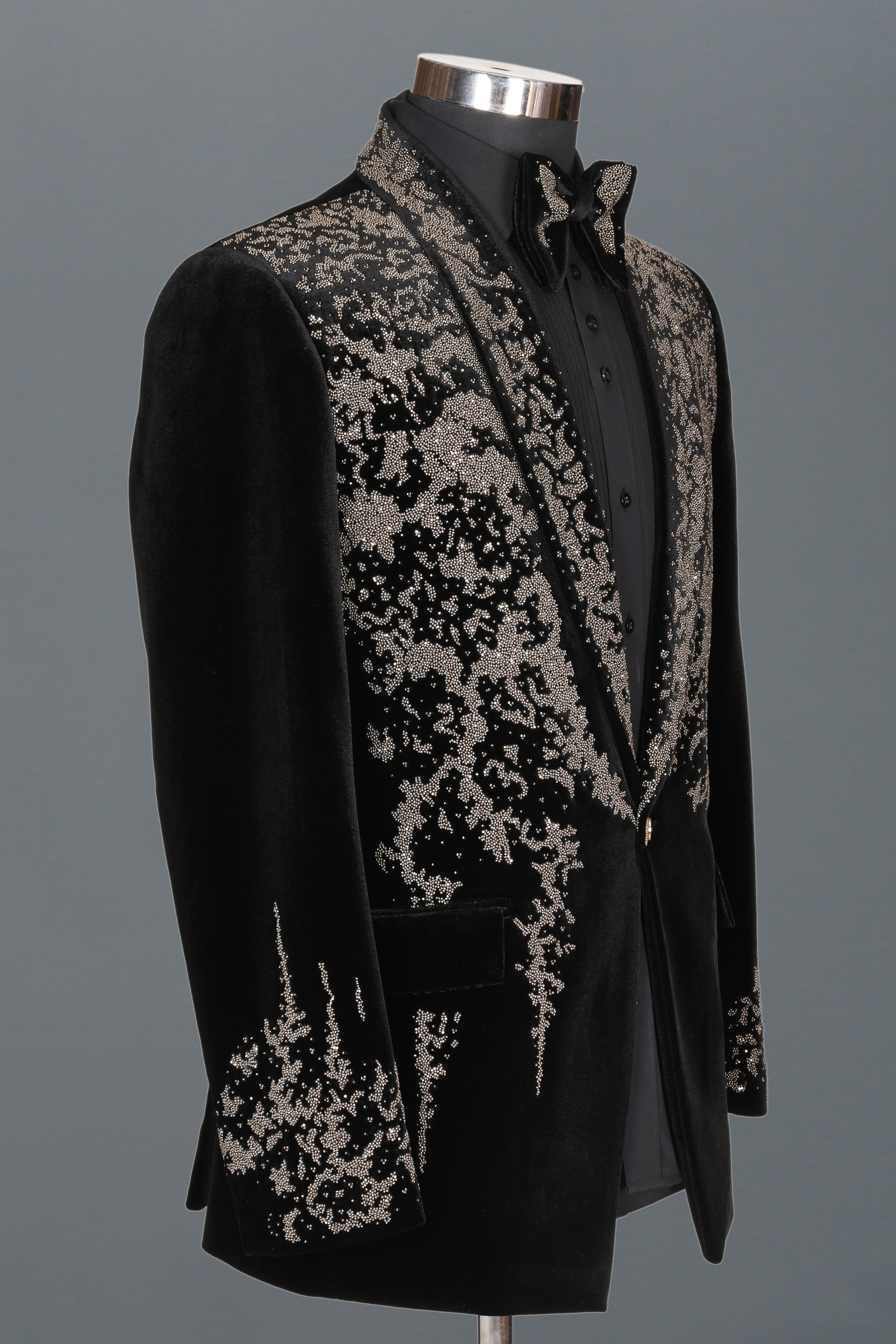 BLACK MICRO VELVET WITH HAND WORK TUXEDO