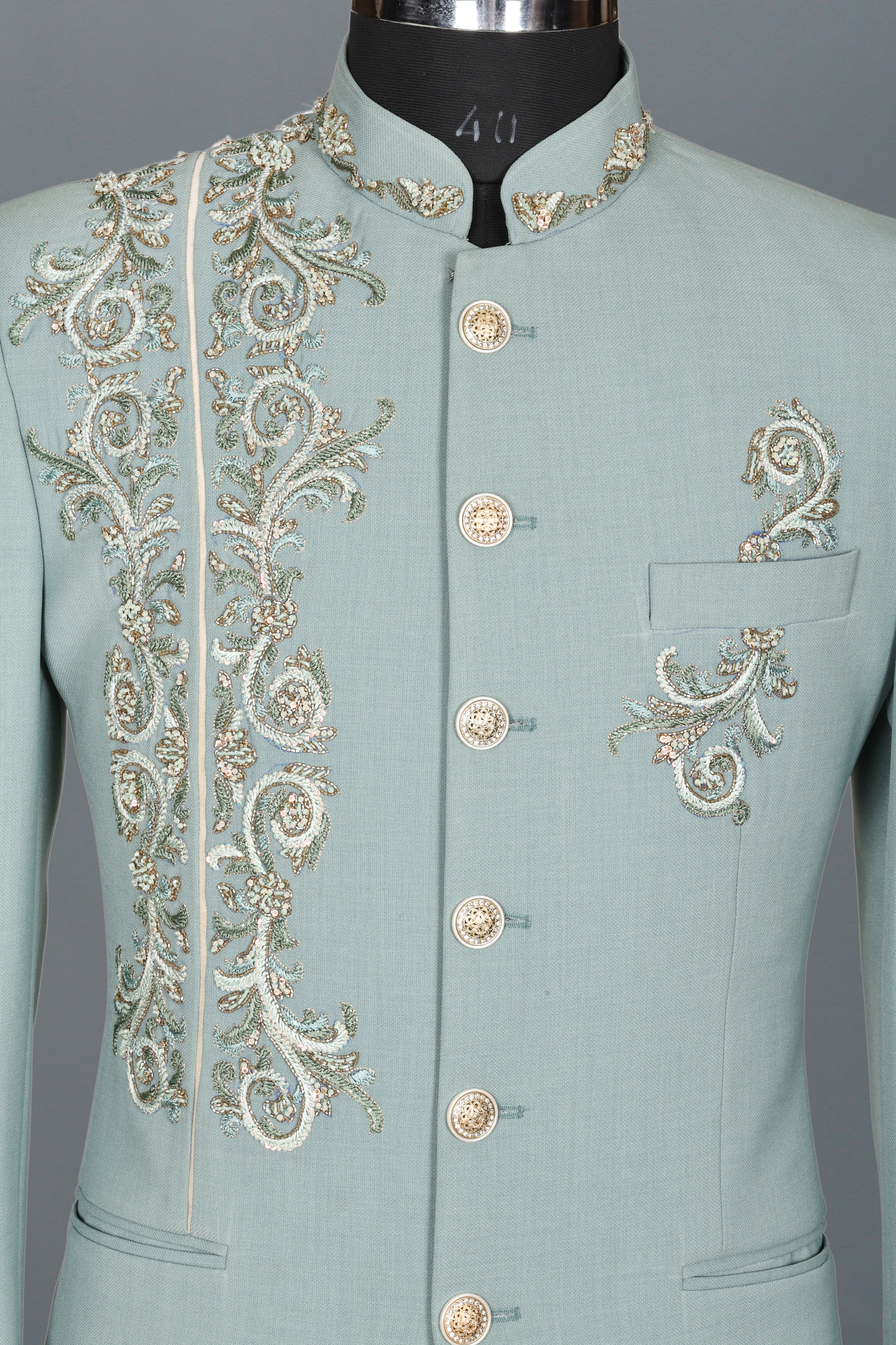 PASTEL SAGE EMBROIDERED JODHPURI