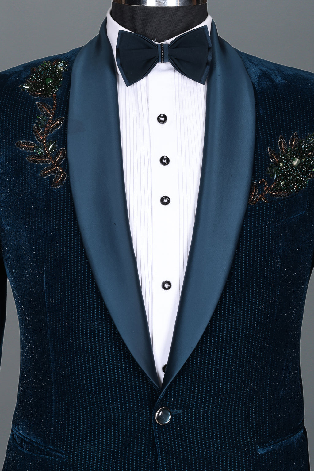 BLUE MICRO VELVET WITH HAND WORK TUXEDO