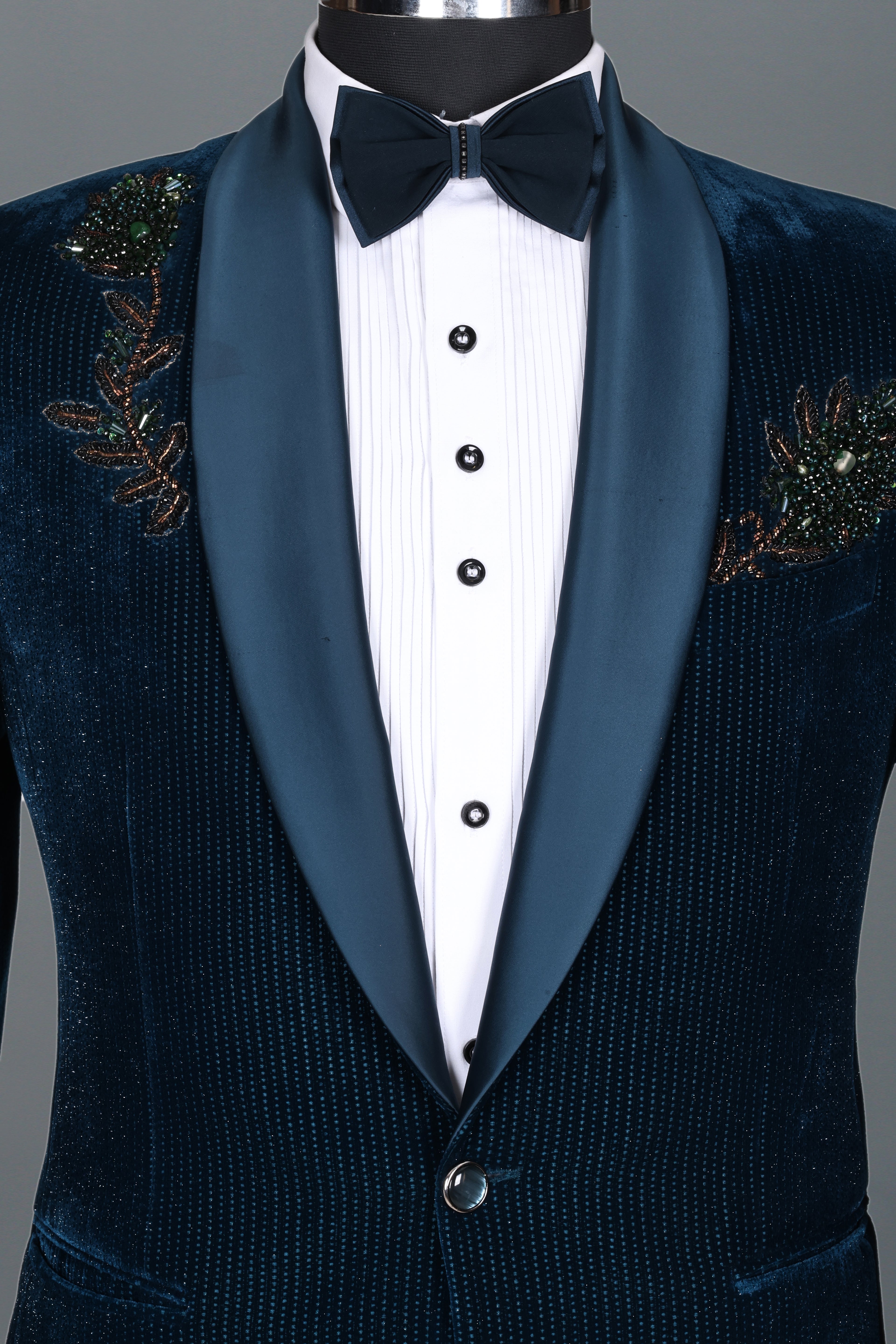 BLUE MICRO VELVET WITH HAND WORK TUXEDO