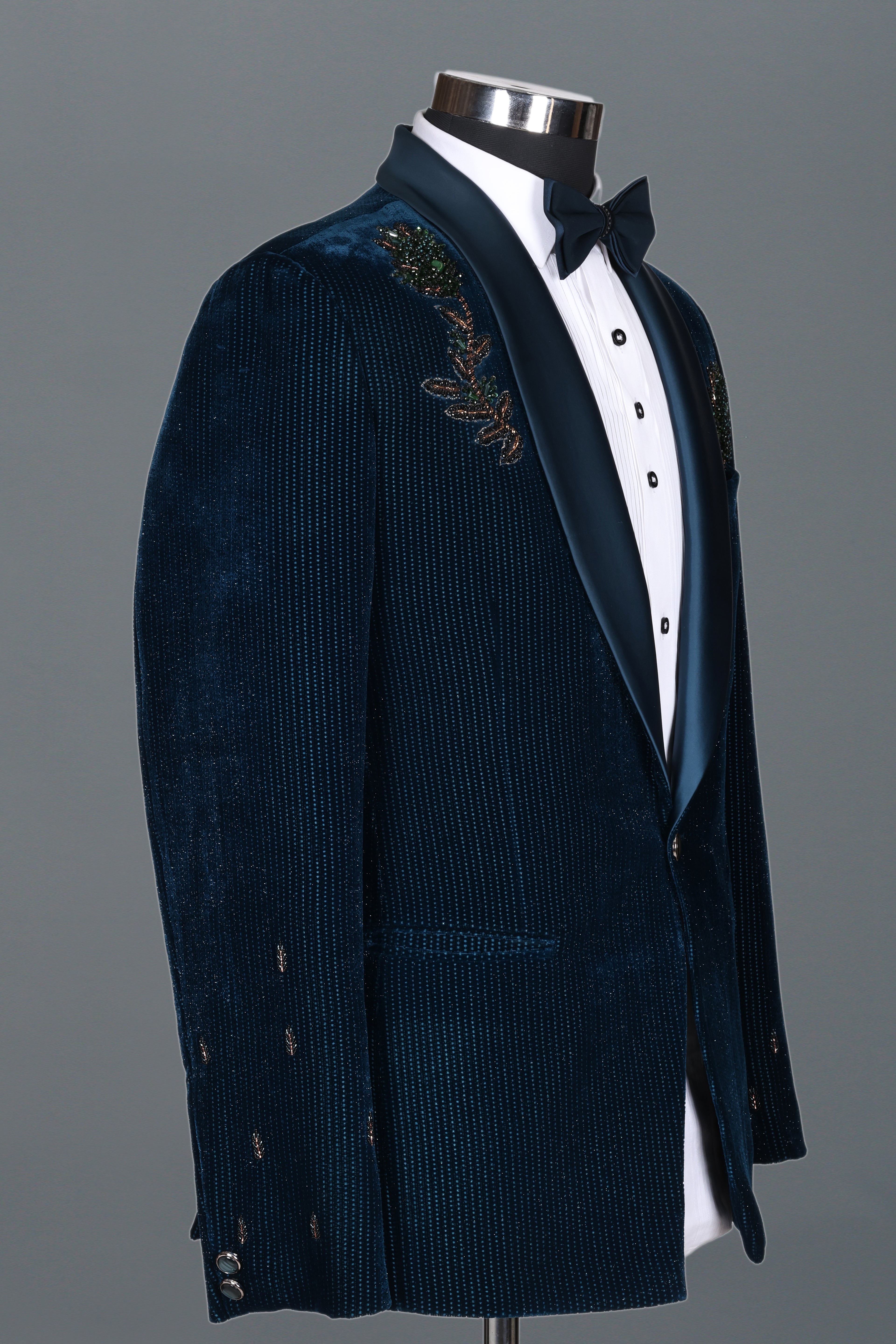 BLUE MICRO VELVET WITH HAND WORK TUXEDO
