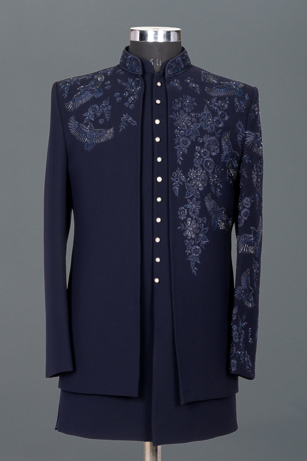 NAVY BIRD EMBROIDERED INDO-WESTERN