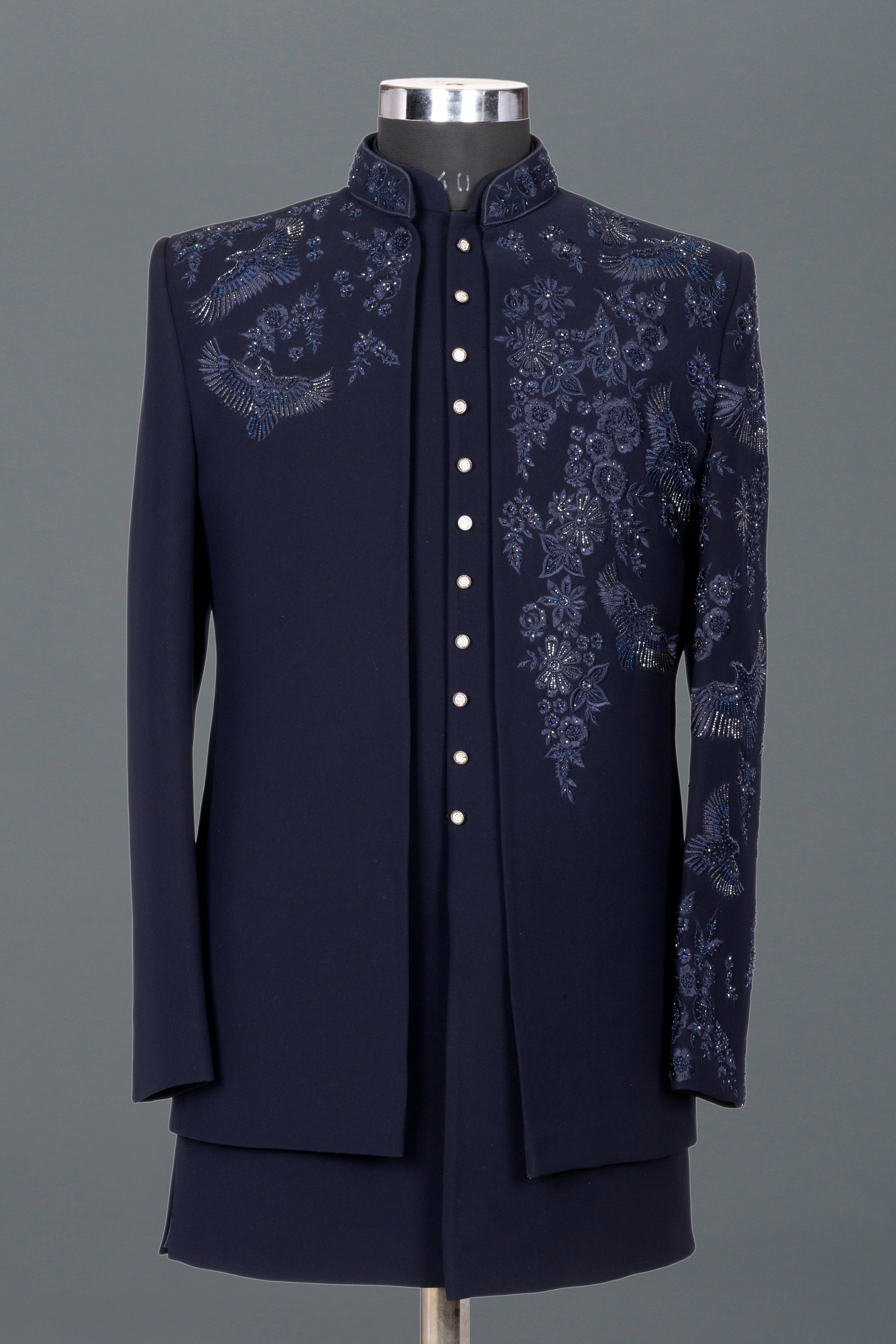 NAVY BIRD EMBROIDERED INDO-WESTERN