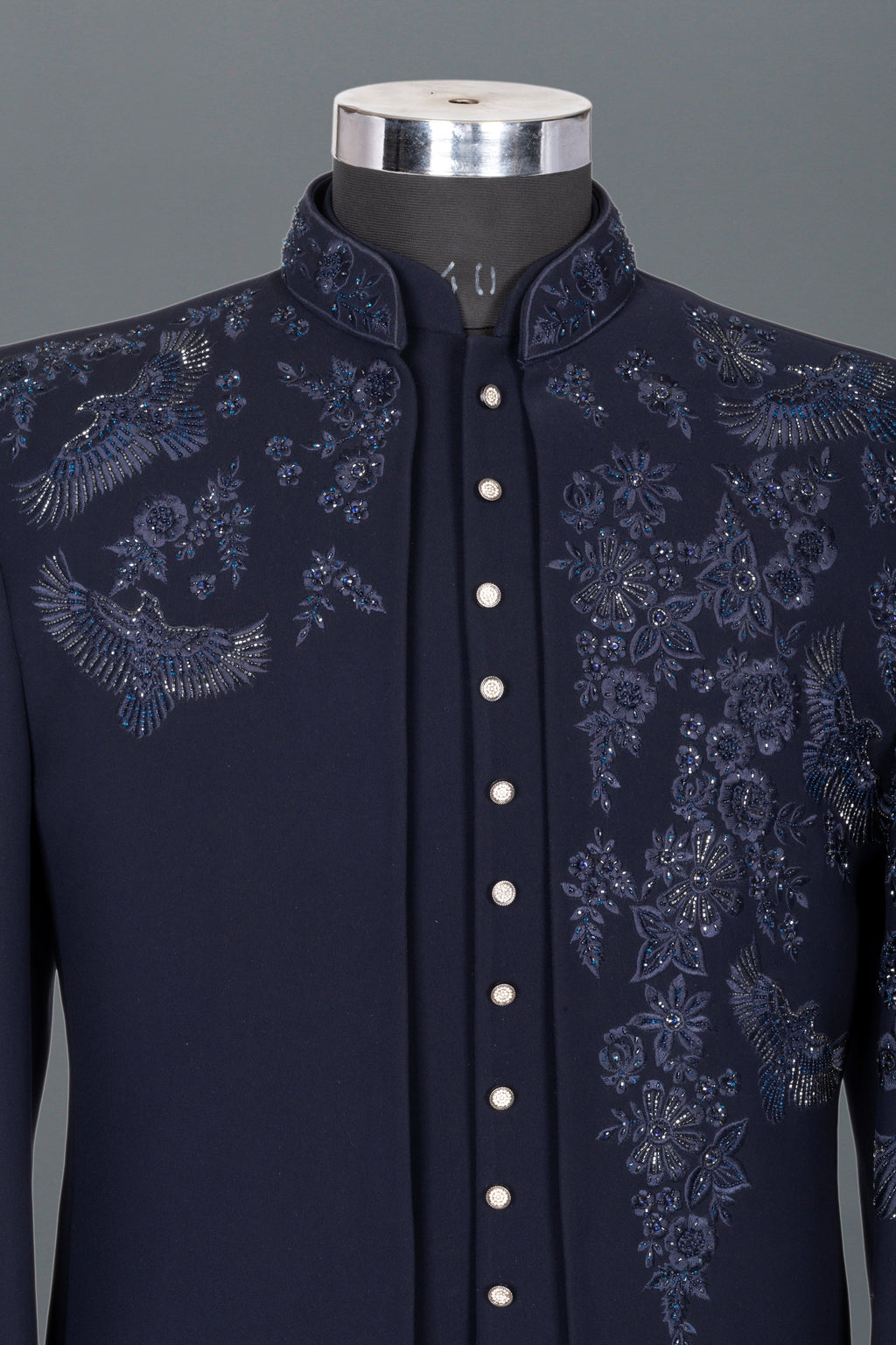 NAVY BIRD EMBROIDERED INDO-WESTERN