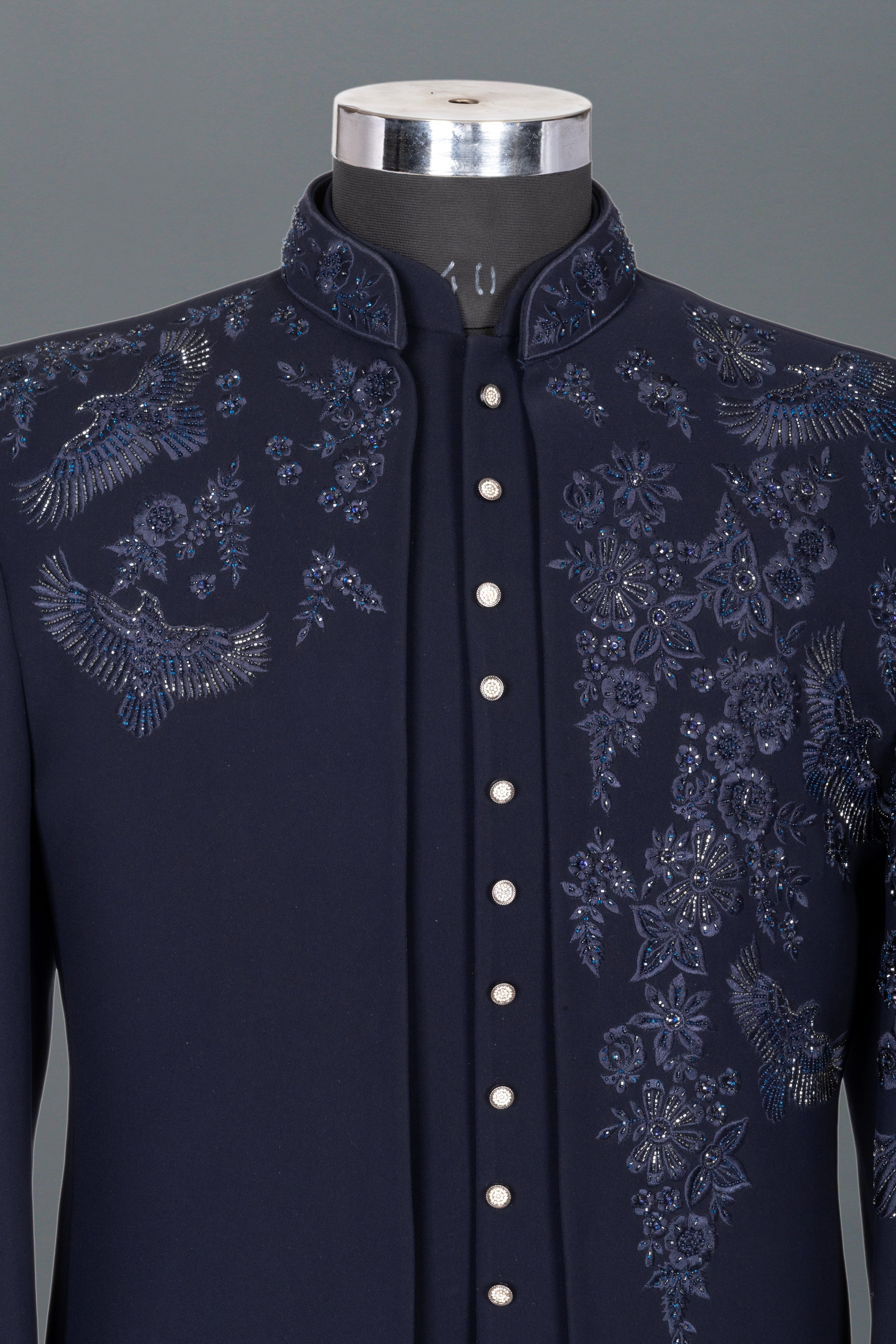NAVY BIRD EMBROIDERED INDO-WESTERN