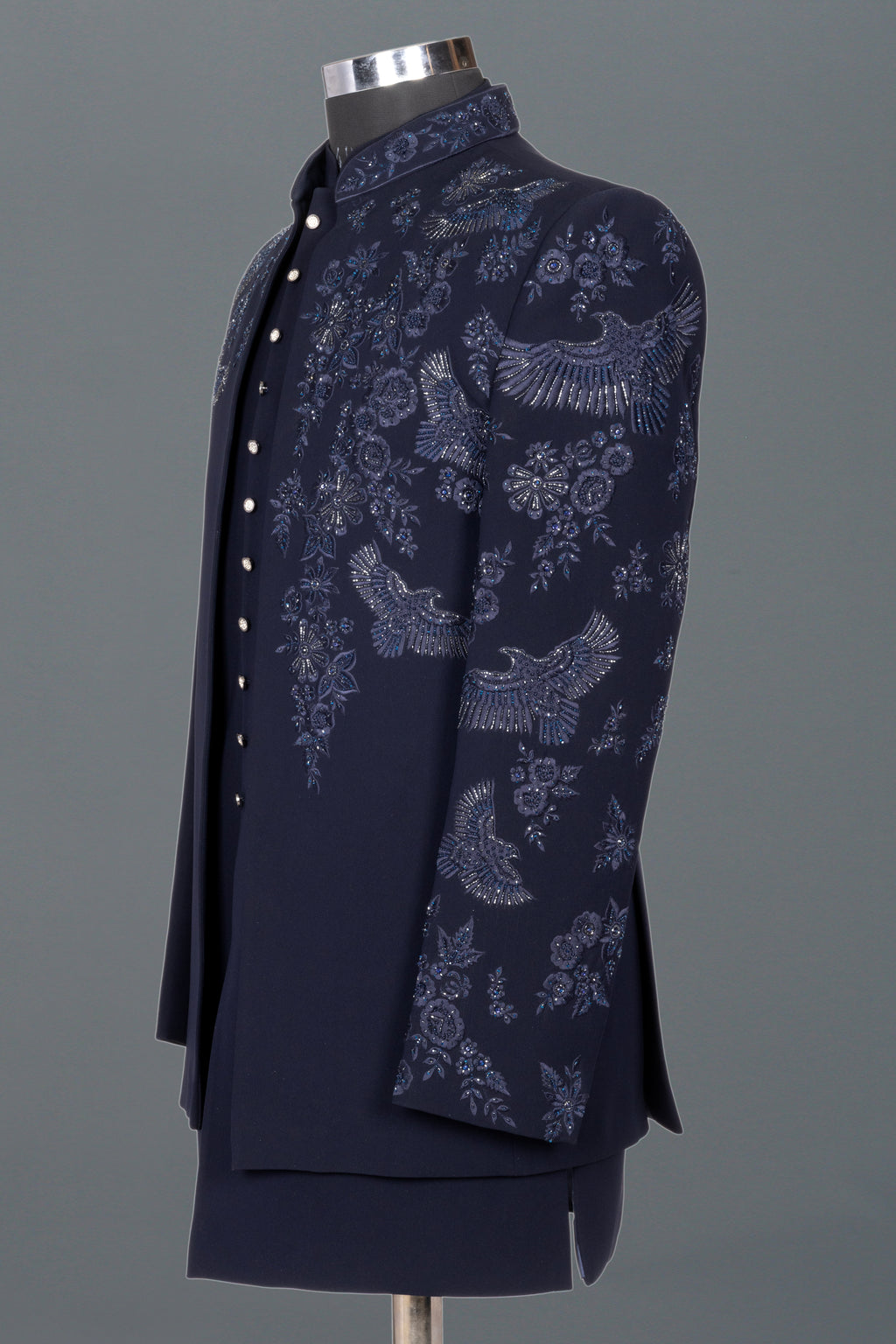 NAVY BIRD EMBROIDERED INDO-WESTERN