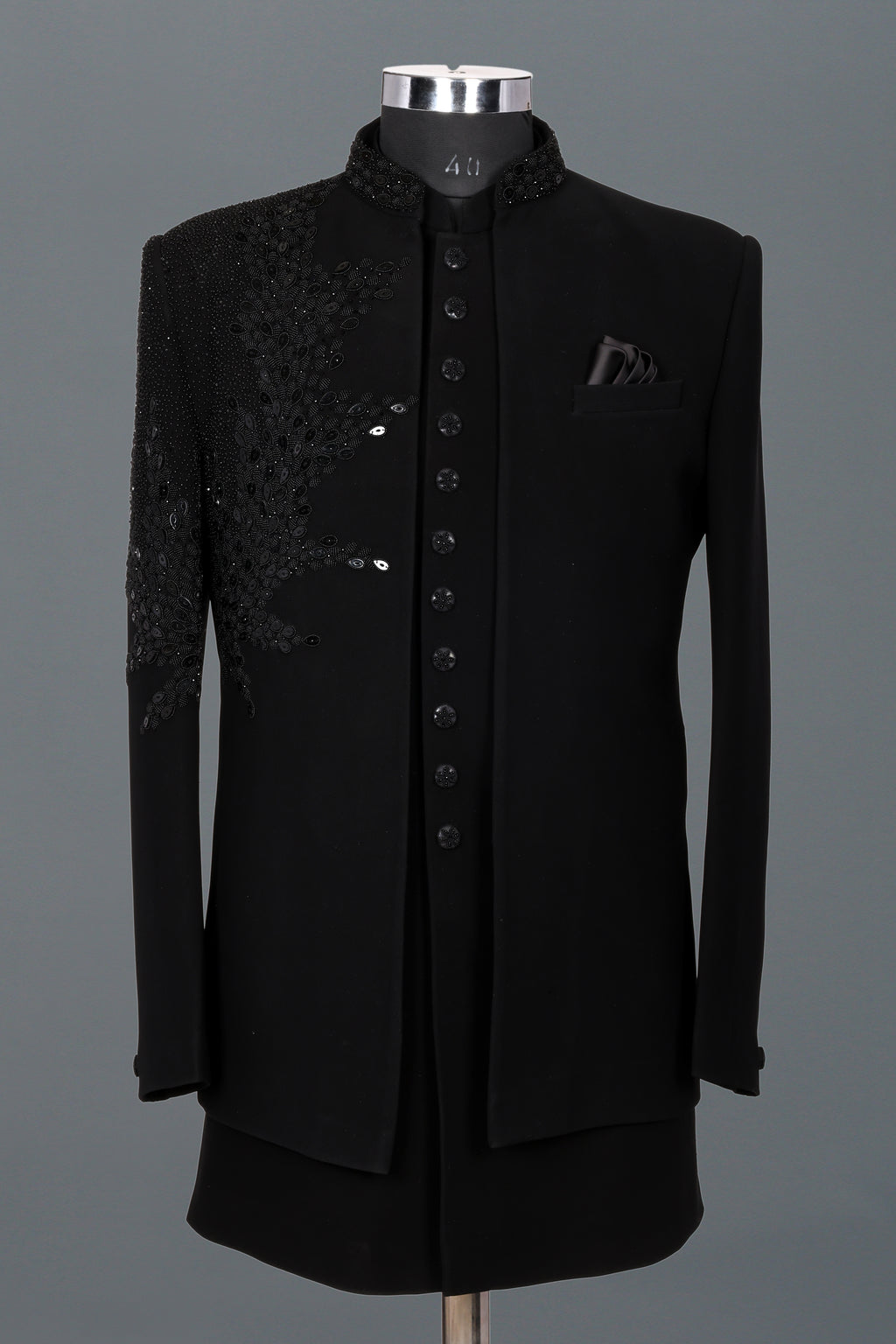 BLACK SHORT INDO-WESTERN EMBROIDERED