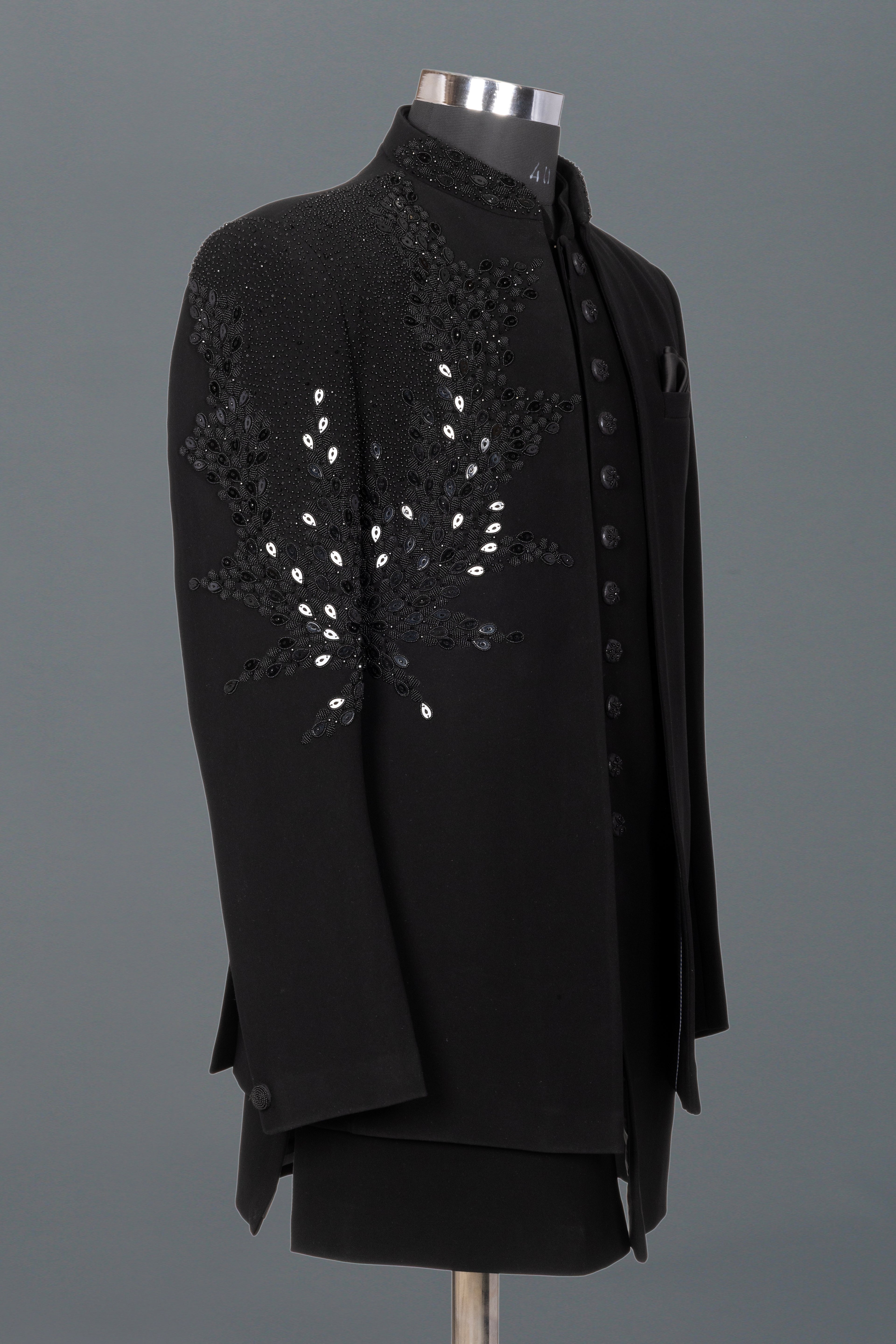 BLACK SHORT INDO-WESTERN EMBROIDERED