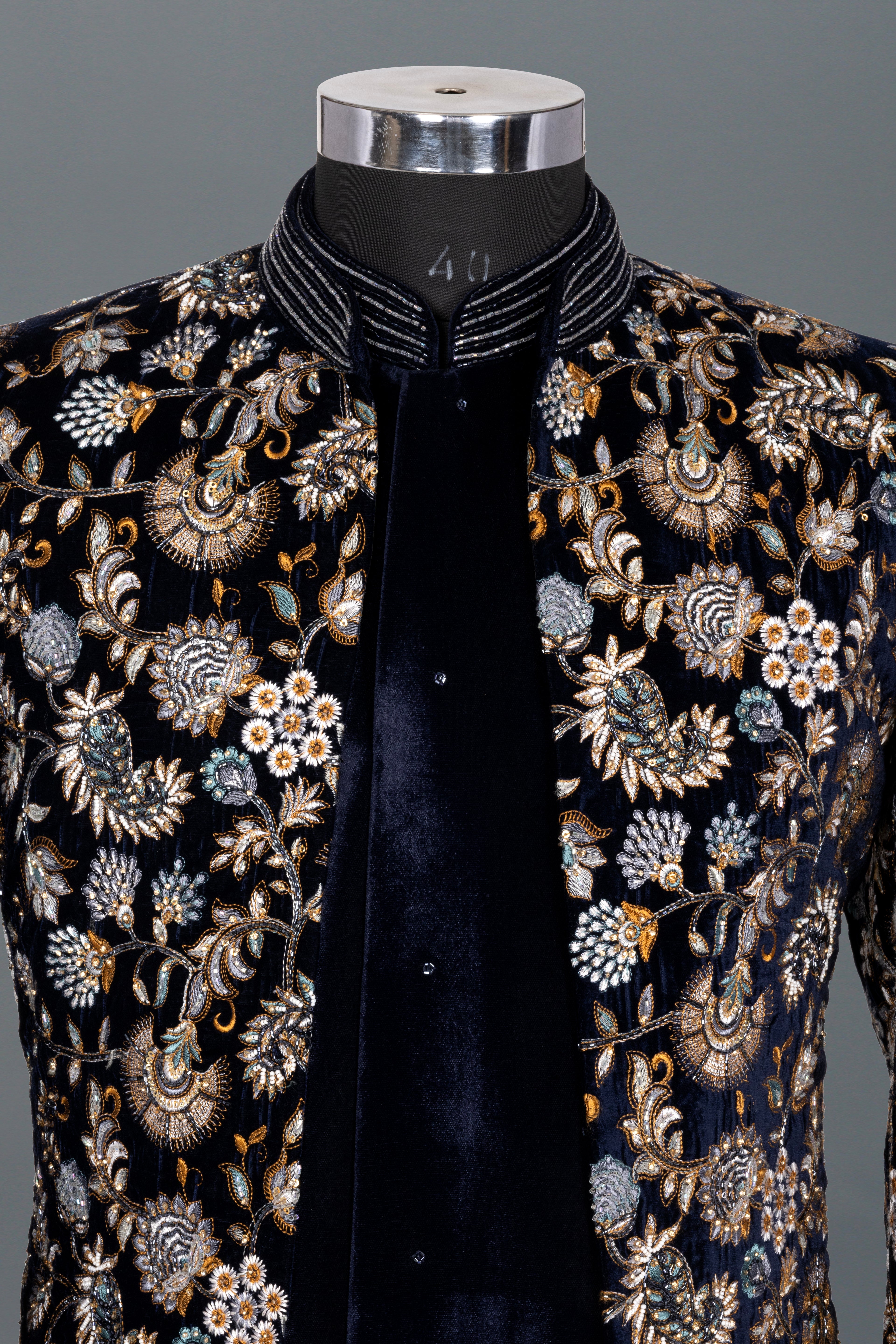 MIDNIGHT BLOOM VELVET OPEN INDO-WESTERN