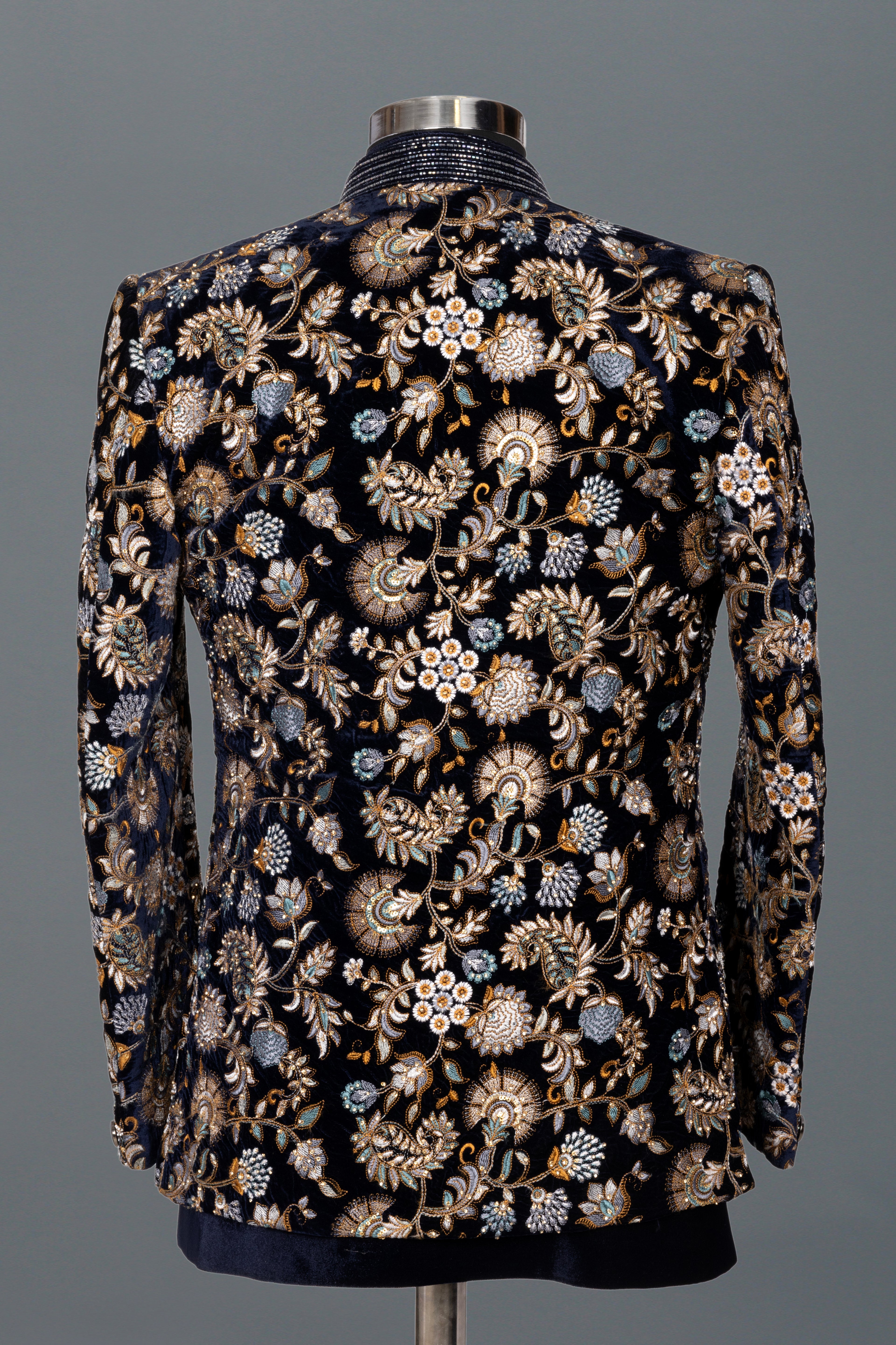 MIDNIGHT BLOOM VELVET OPEN INDO-WESTERN