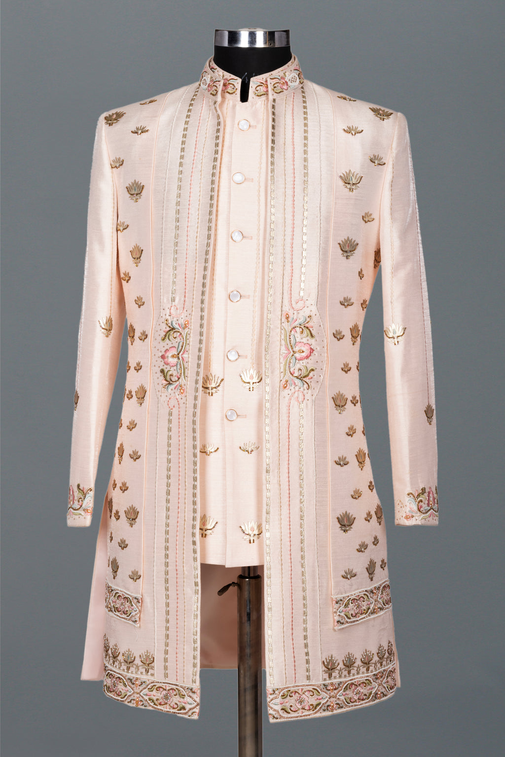 ROSE GOLD EMBROIDERED OPEN INDO-WESTERN