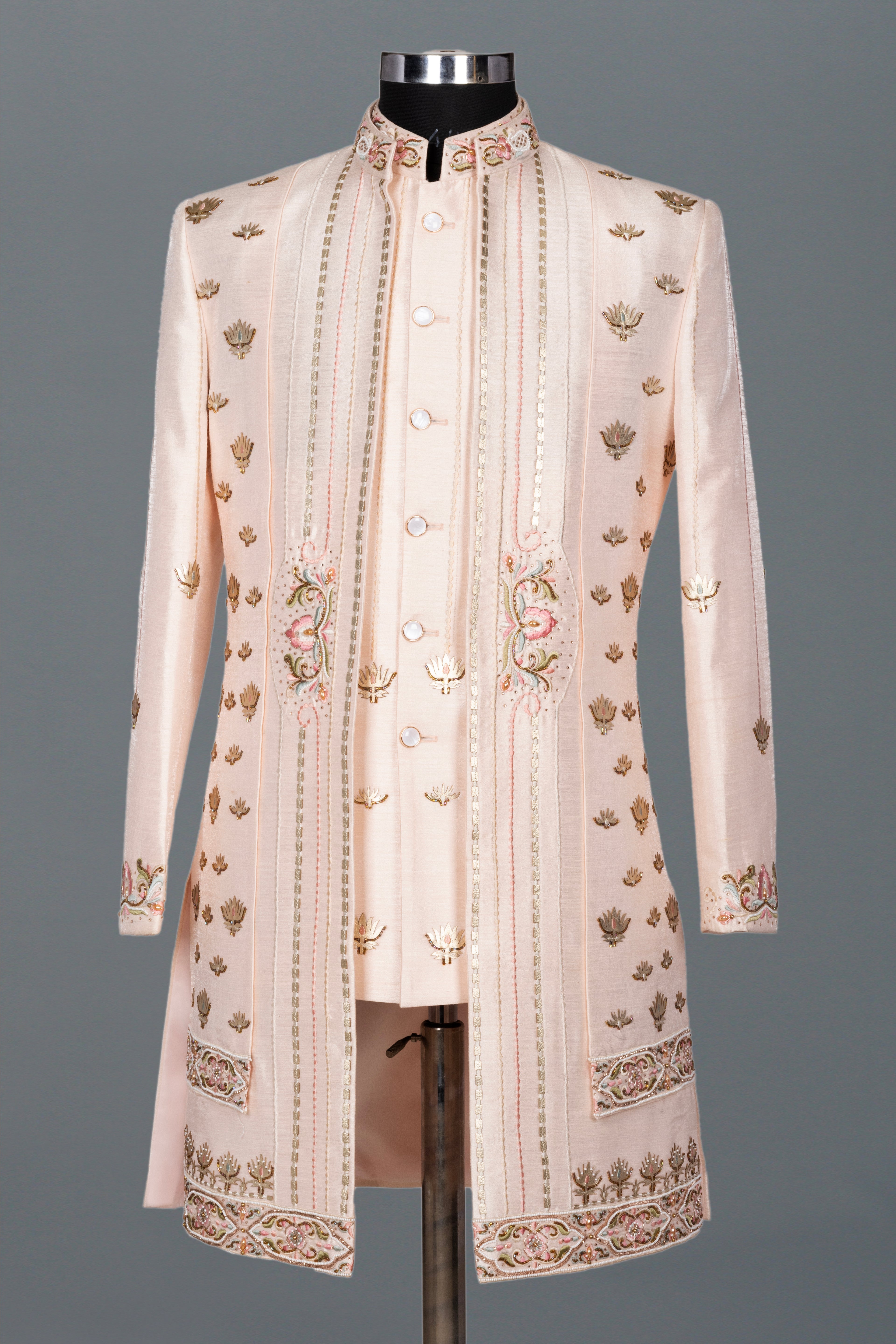 ROSE GOLD EMBROIDERED OPEN INDO-WESTERN