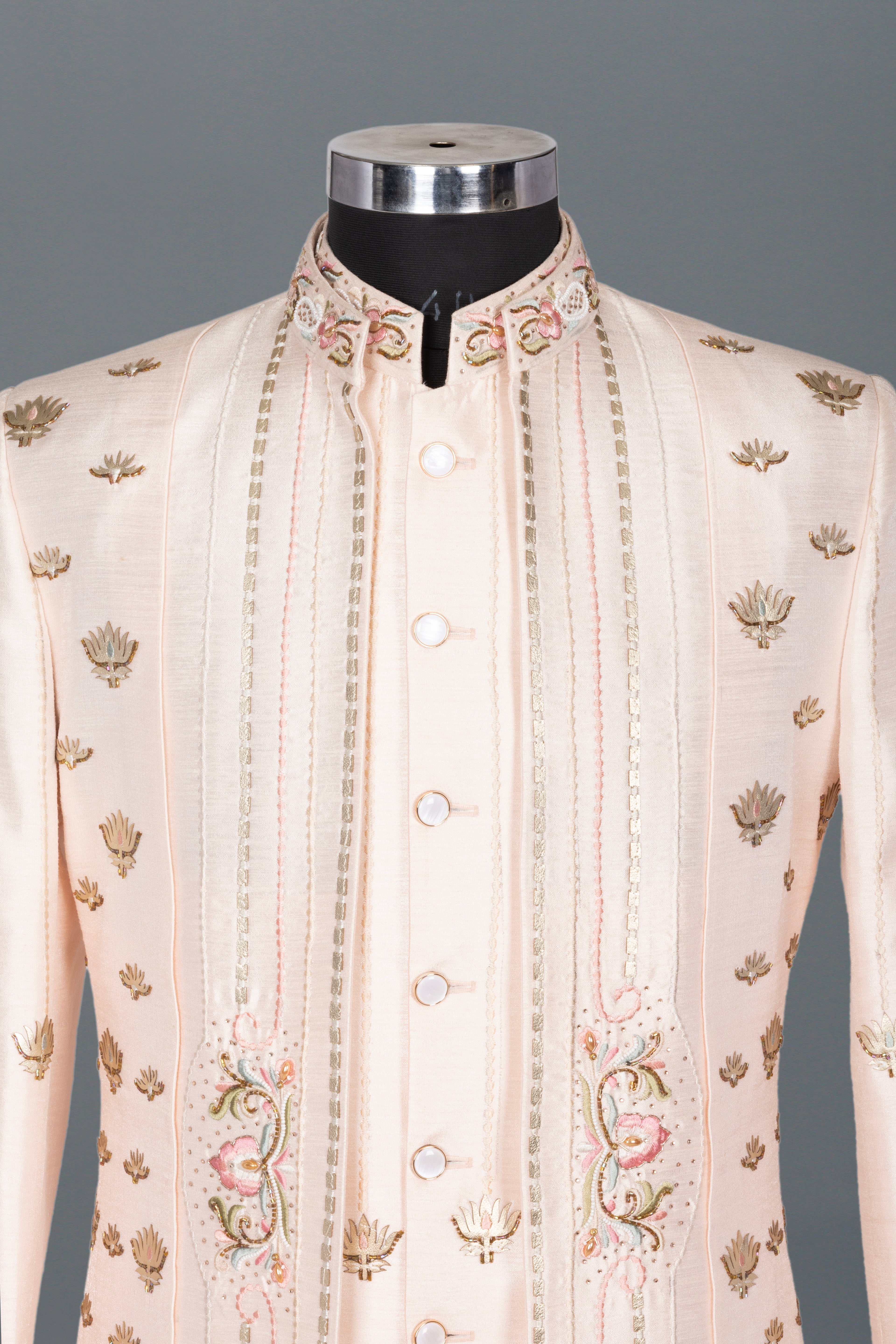 ROSE GOLD EMBROIDERED OPEN INDO-WESTERN