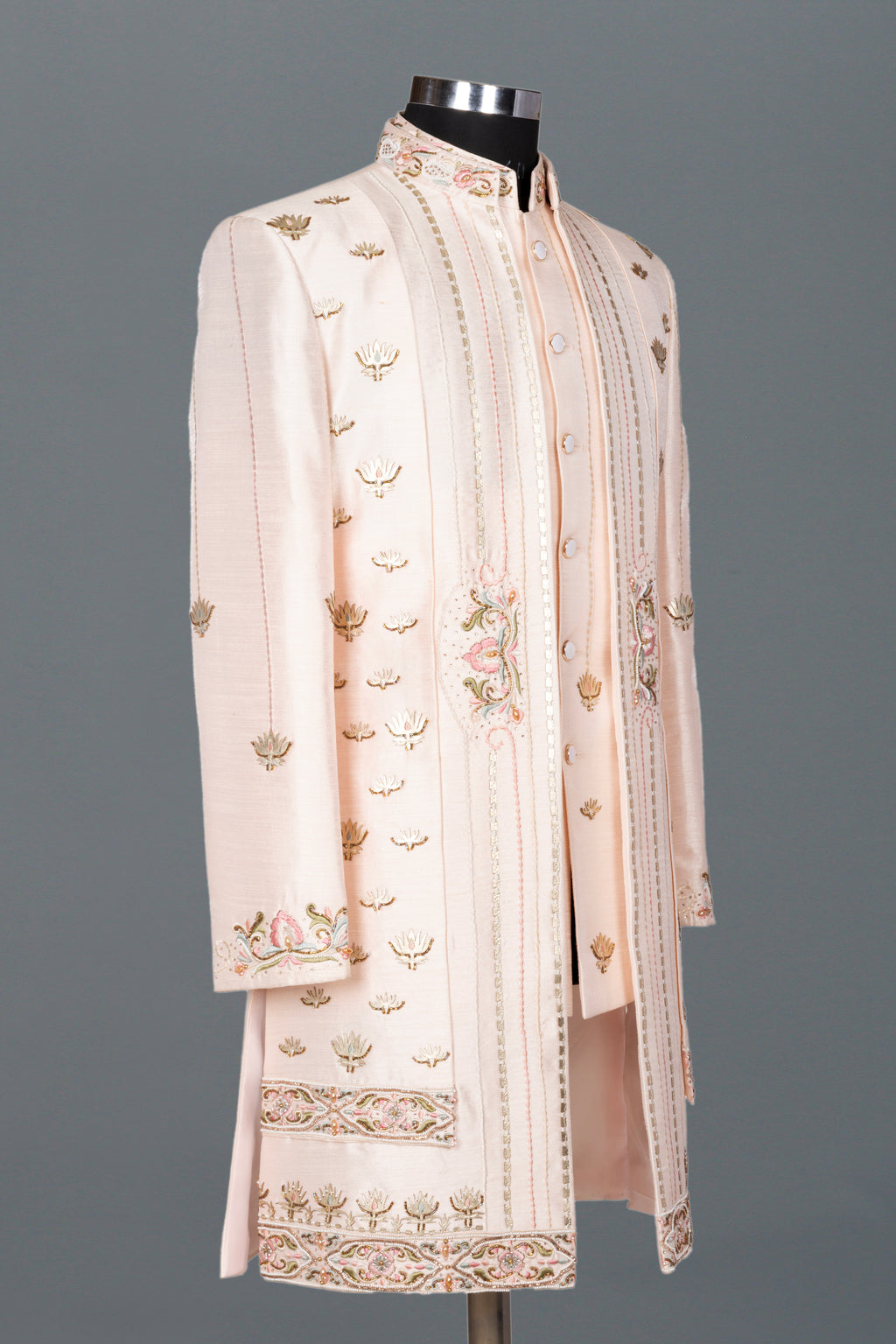 ROSE GOLD EMBROIDERED OPEN INDO-WESTERN