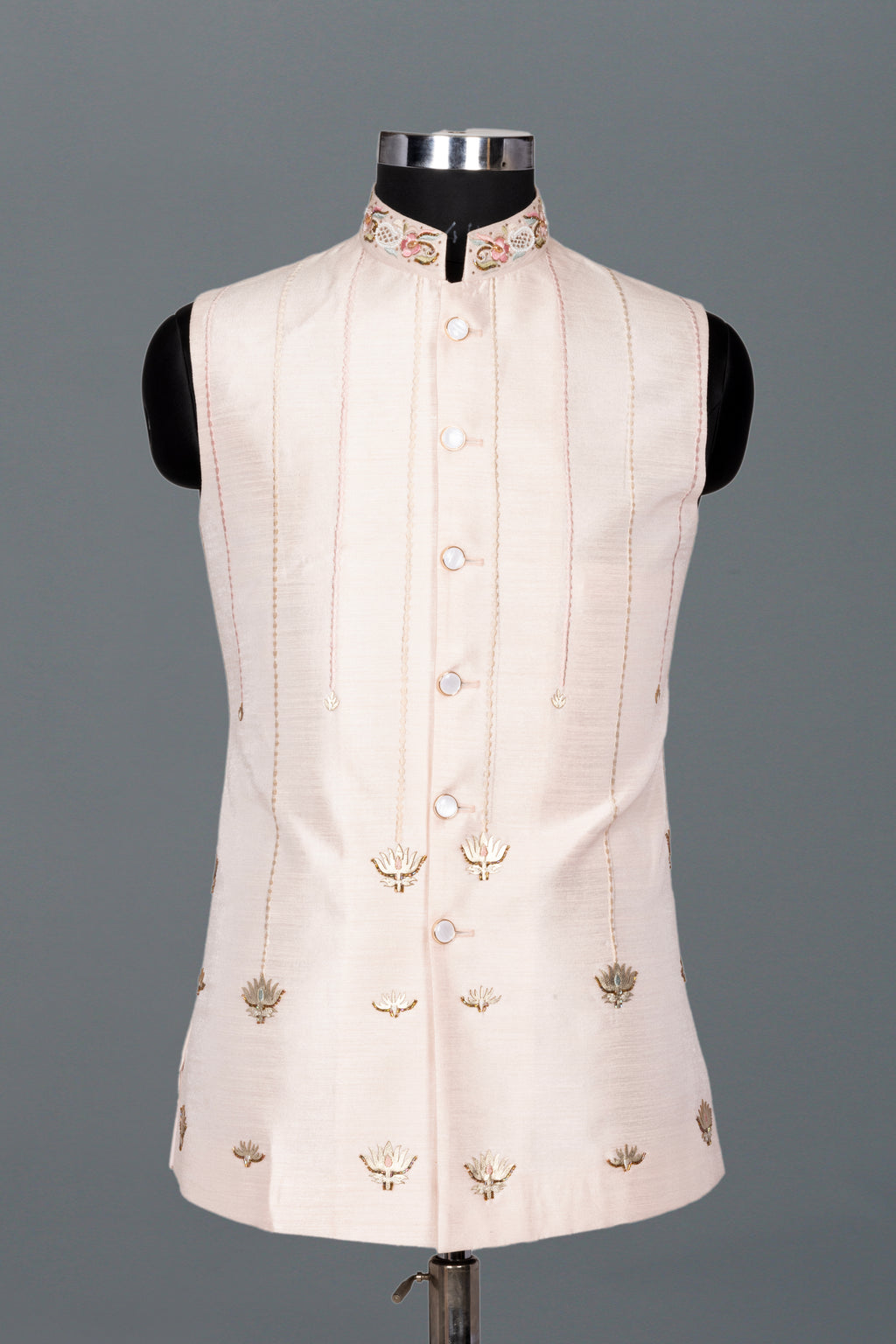 ROSE GOLD EMBROIDERED OPEN INDO-WESTERN