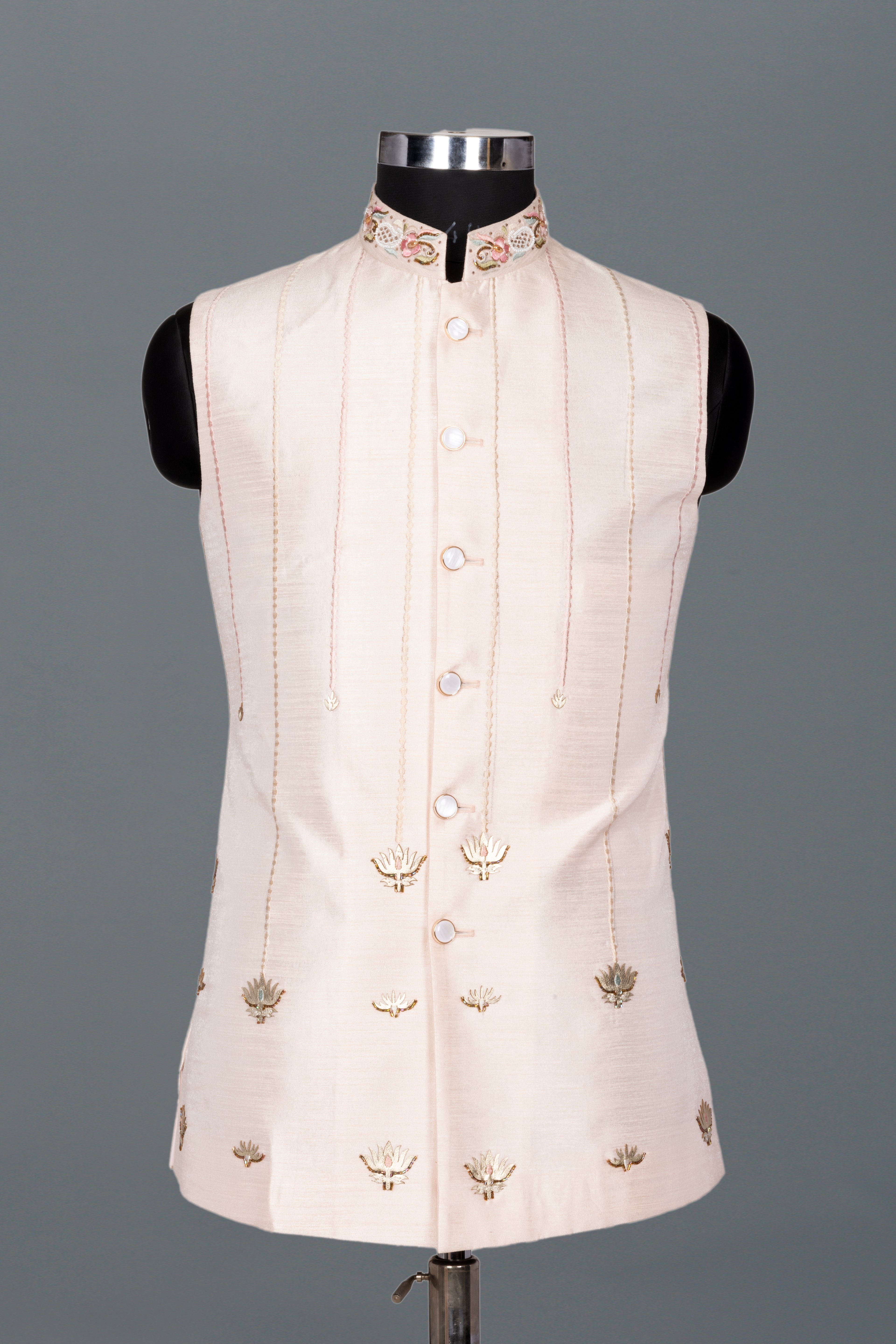 ROSE GOLD EMBROIDERED OPEN INDO-WESTERN