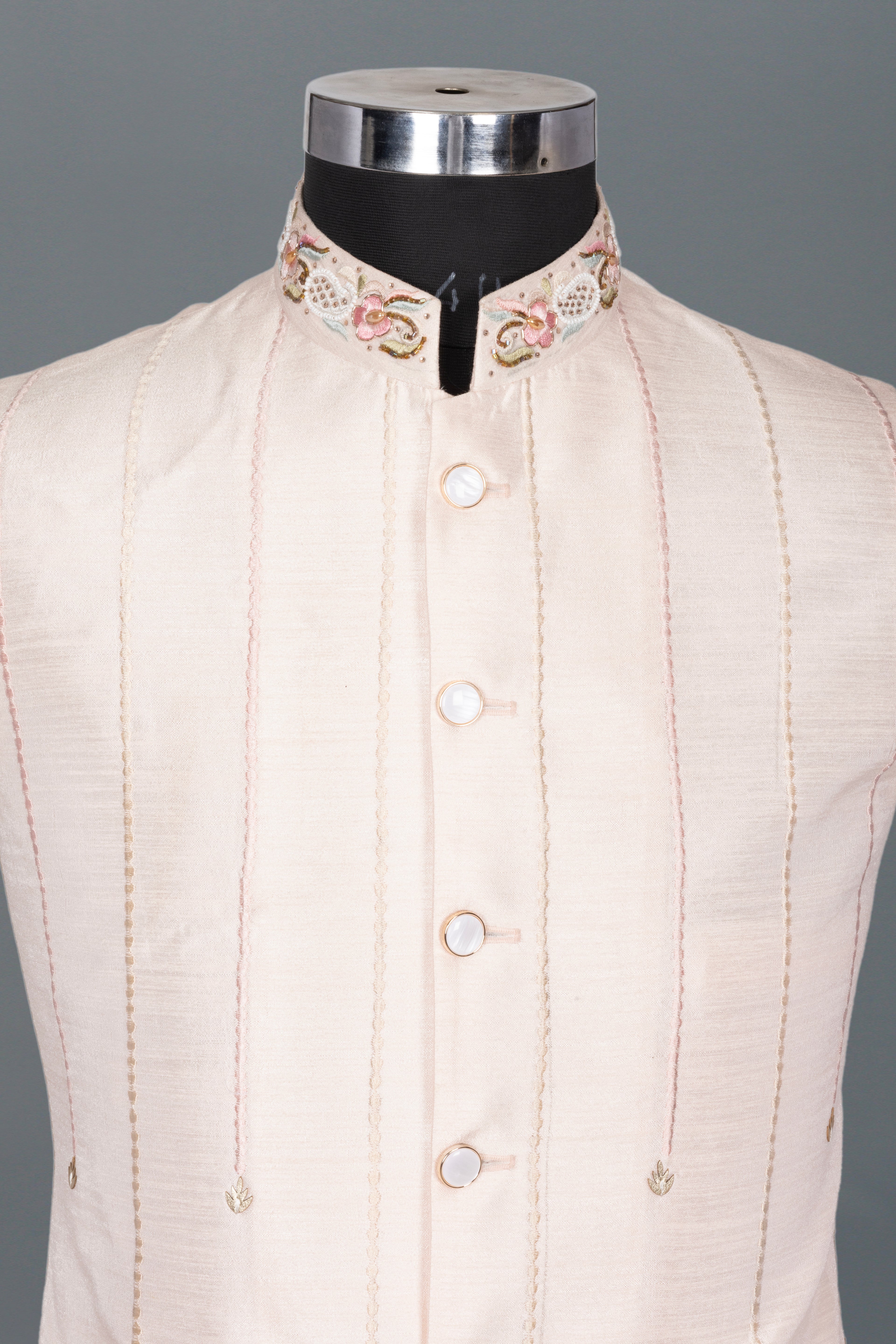 ROSE GOLD EMBROIDERED OPEN INDO-WESTERN