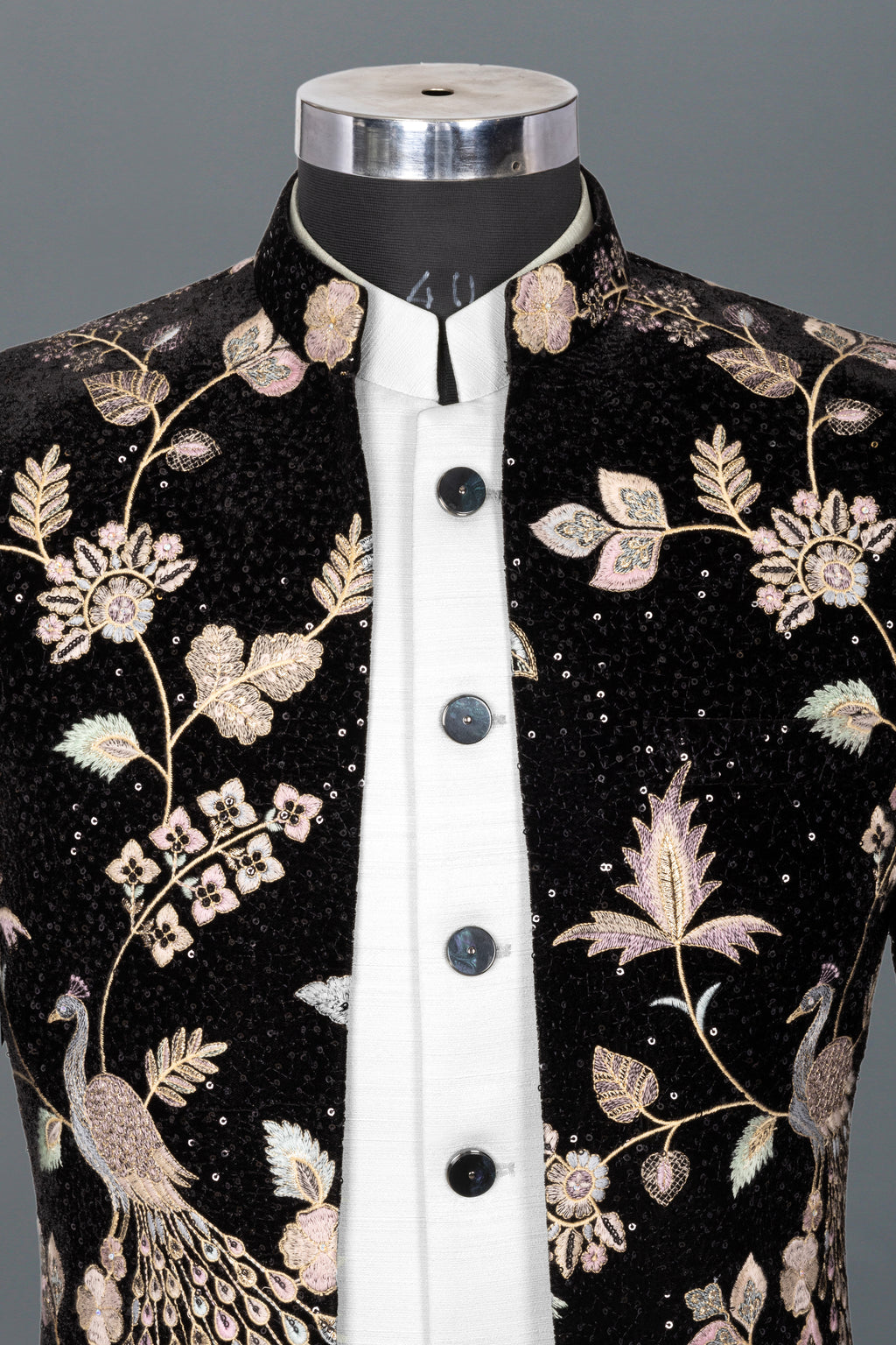 BLACK ROYAL INDO-WESTERN WITH PEACOCK EMBROIDERY