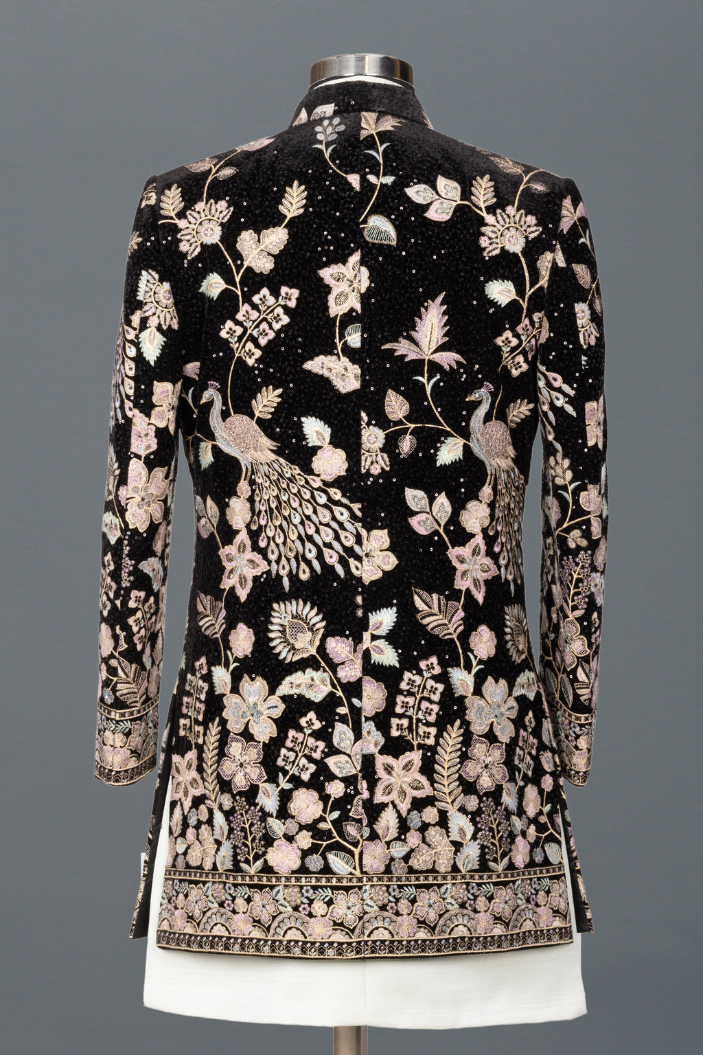 BLACK ROYAL INDO-WESTERN WITH PEACOCK EMBROIDERY