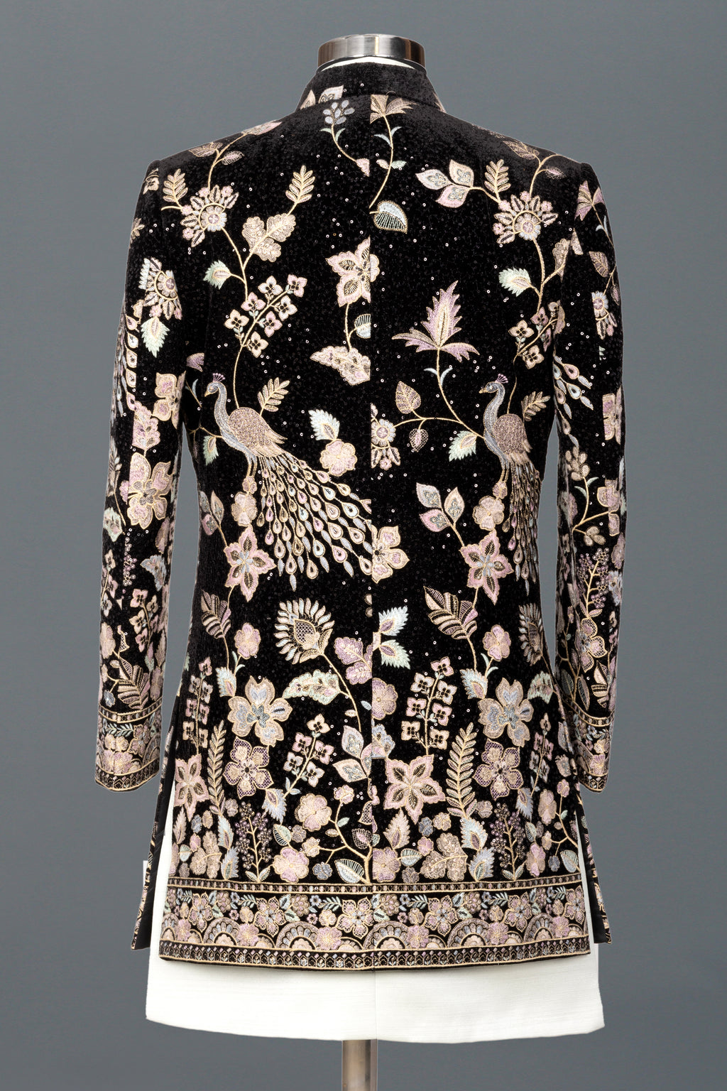 BLACK ROYAL INDO-WESTERN WITH PEACOCK EMBROIDERY